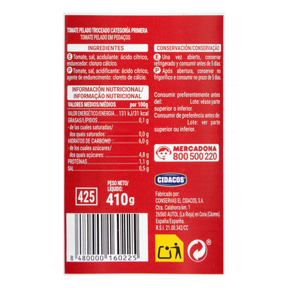 Tomate Troceado Pelado Hacendado