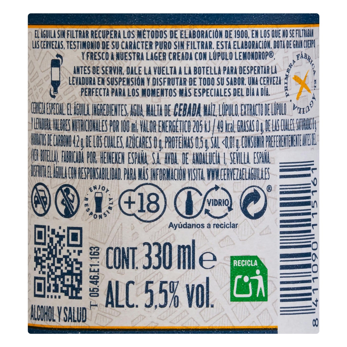 Cerveza El Águila Sin Filtrar 33CL