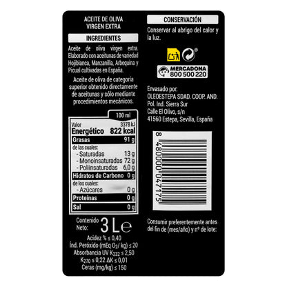 Aceite de Oliva Virgen Extra Hacendado 3L