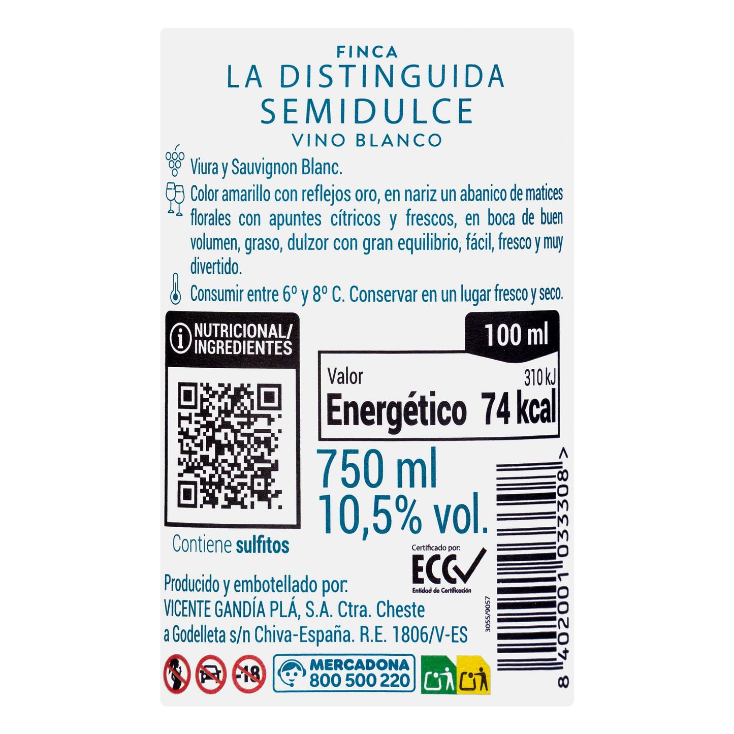 Vino Blanco Semidulce Finca La Distinguida