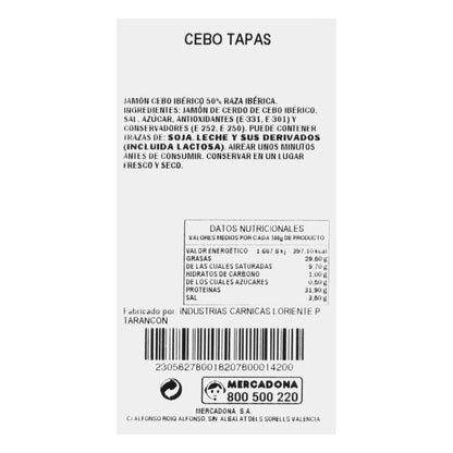 Jamón Cebo Ibérico Cortado a Tapas