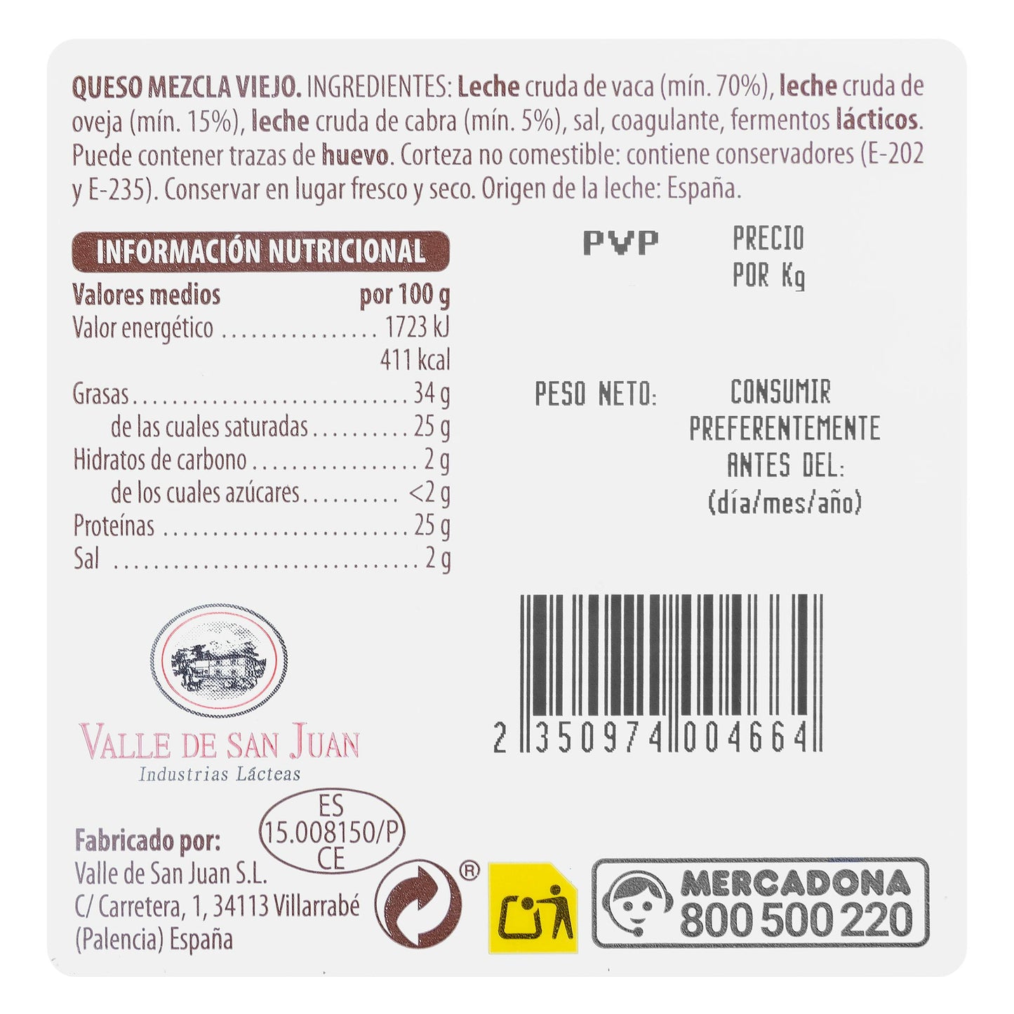 Queso Viejo Intenso Mezcla Hacendado