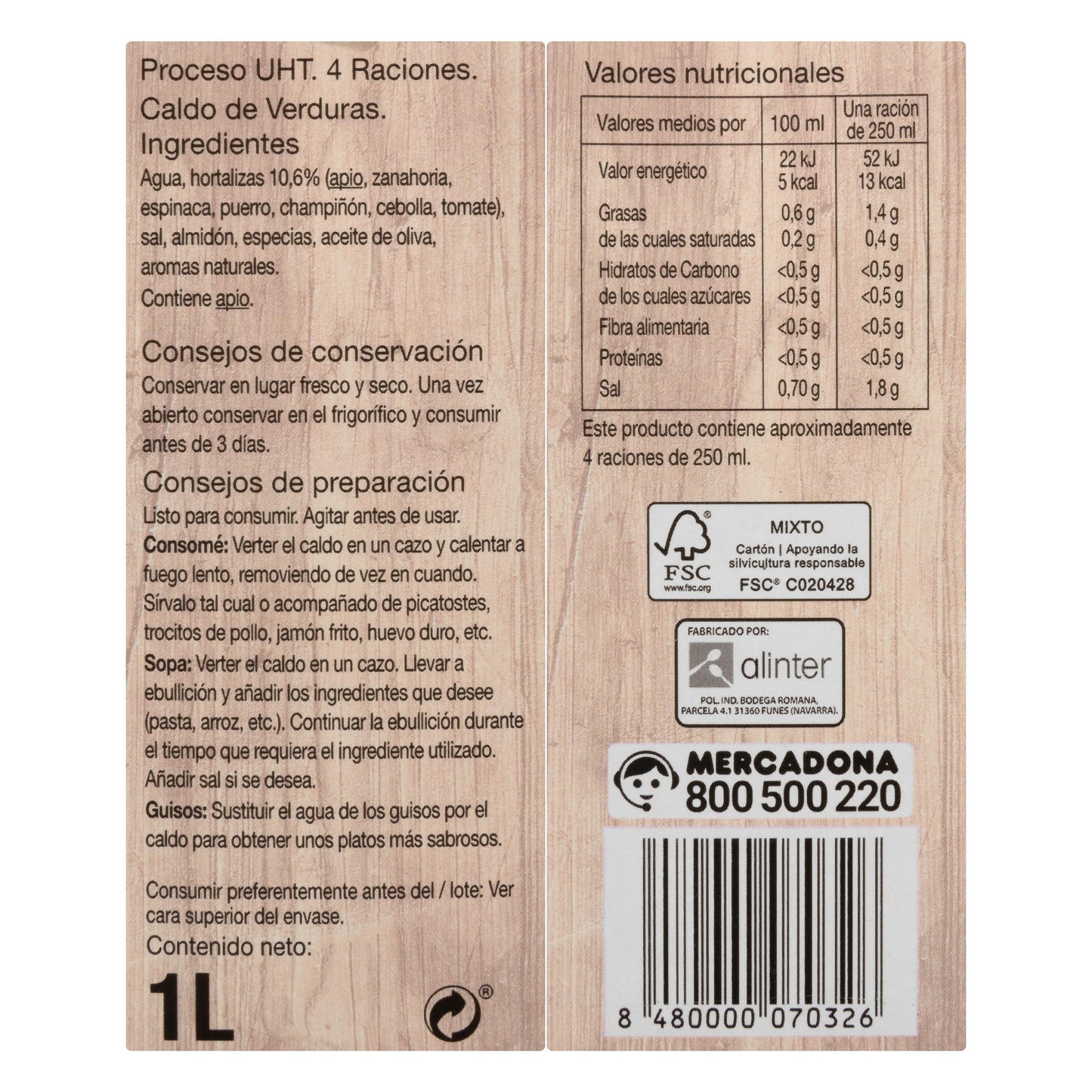 Caldo de Verduras Hacendado