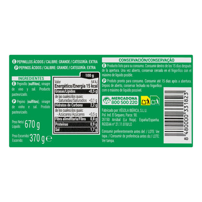 Pepinillos en Vinagre Hacendado