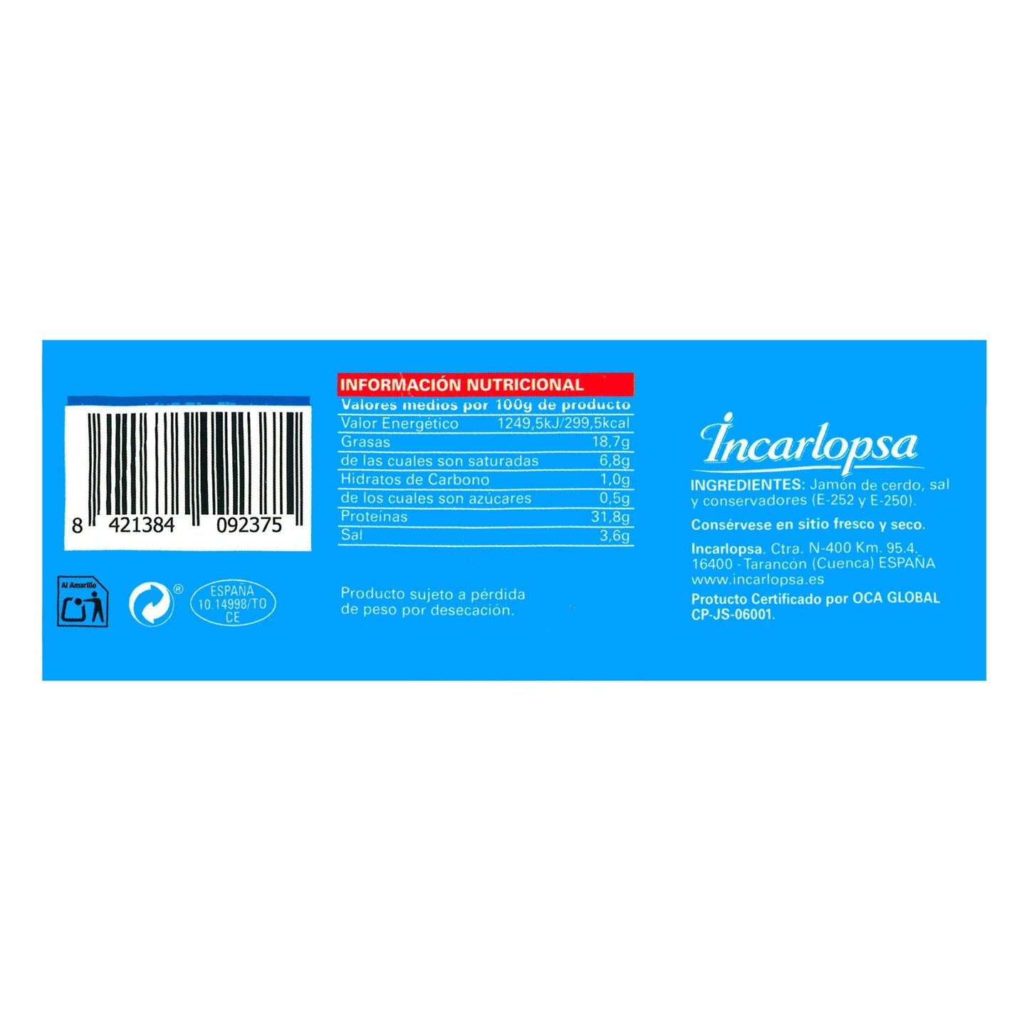 Jamón Serrano Incarlopsa