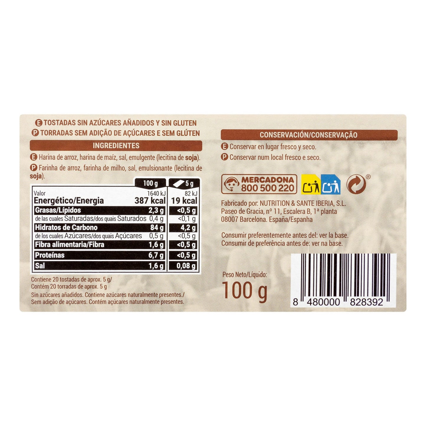 Tostadas Sin Gluten Hacendado