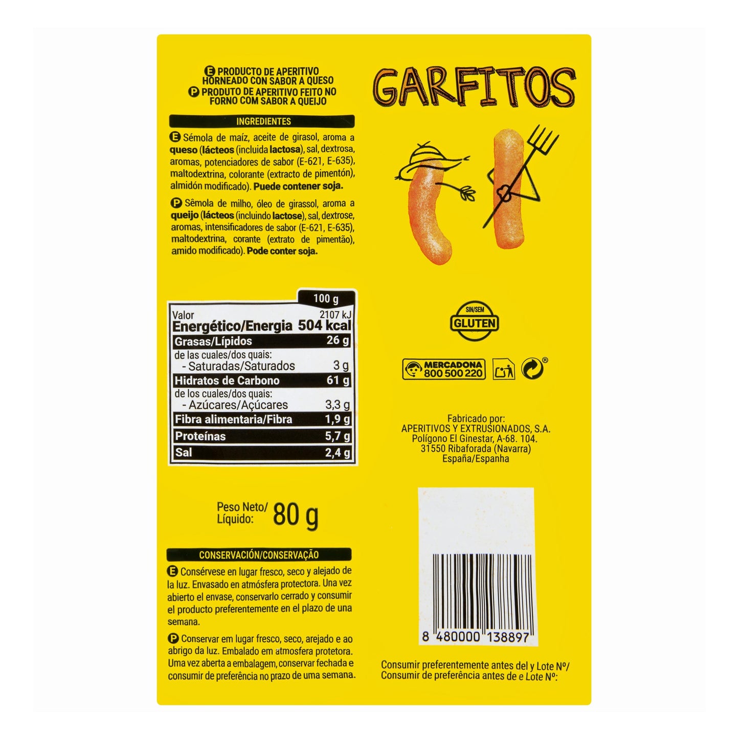 Garfitos de Maíz Sabor Queso Hacendado