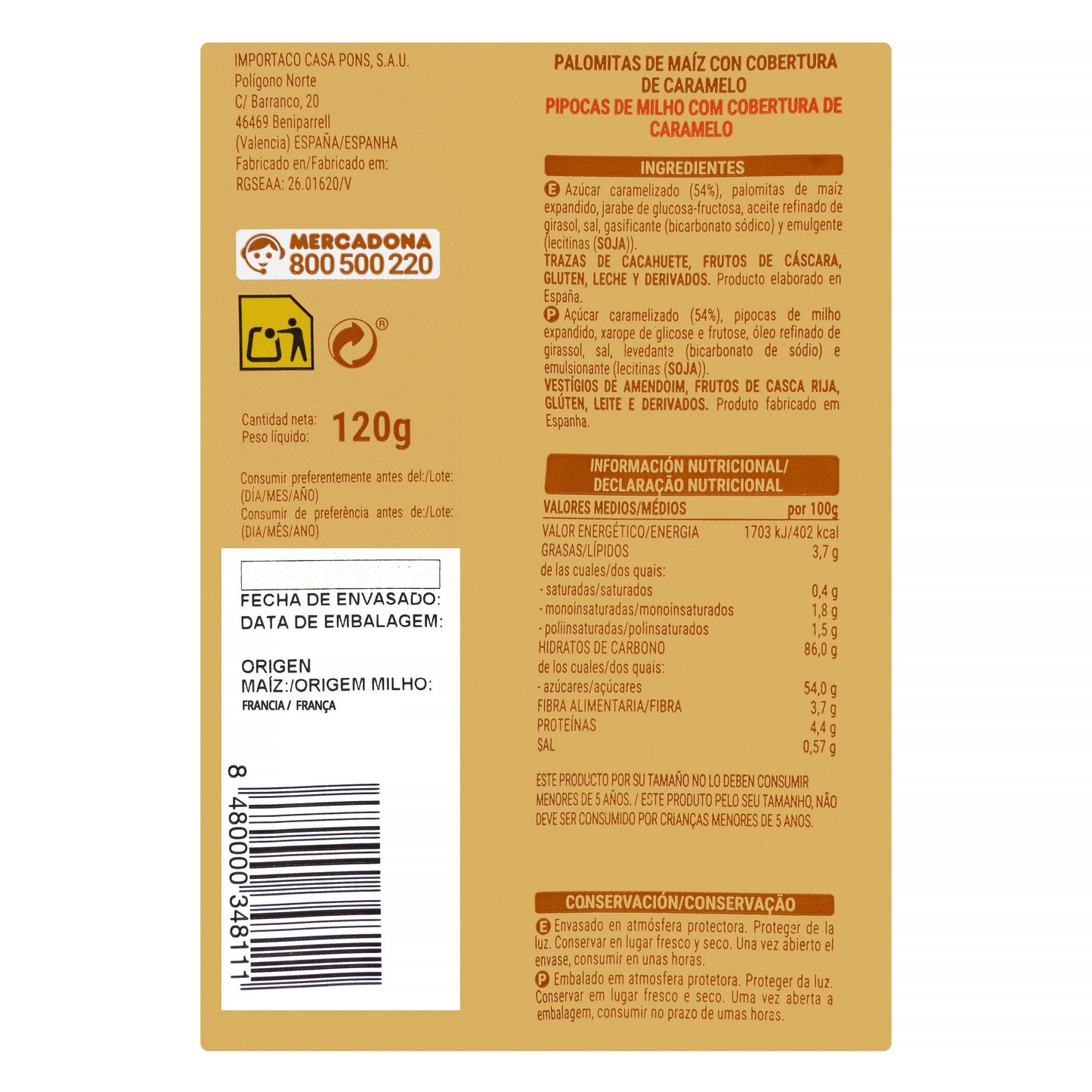 Palomitas Caramelo Hacendado