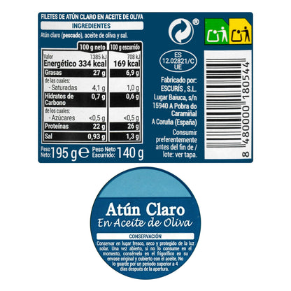 Atún Claro en Aceite de Oliva Hacendado 195GR