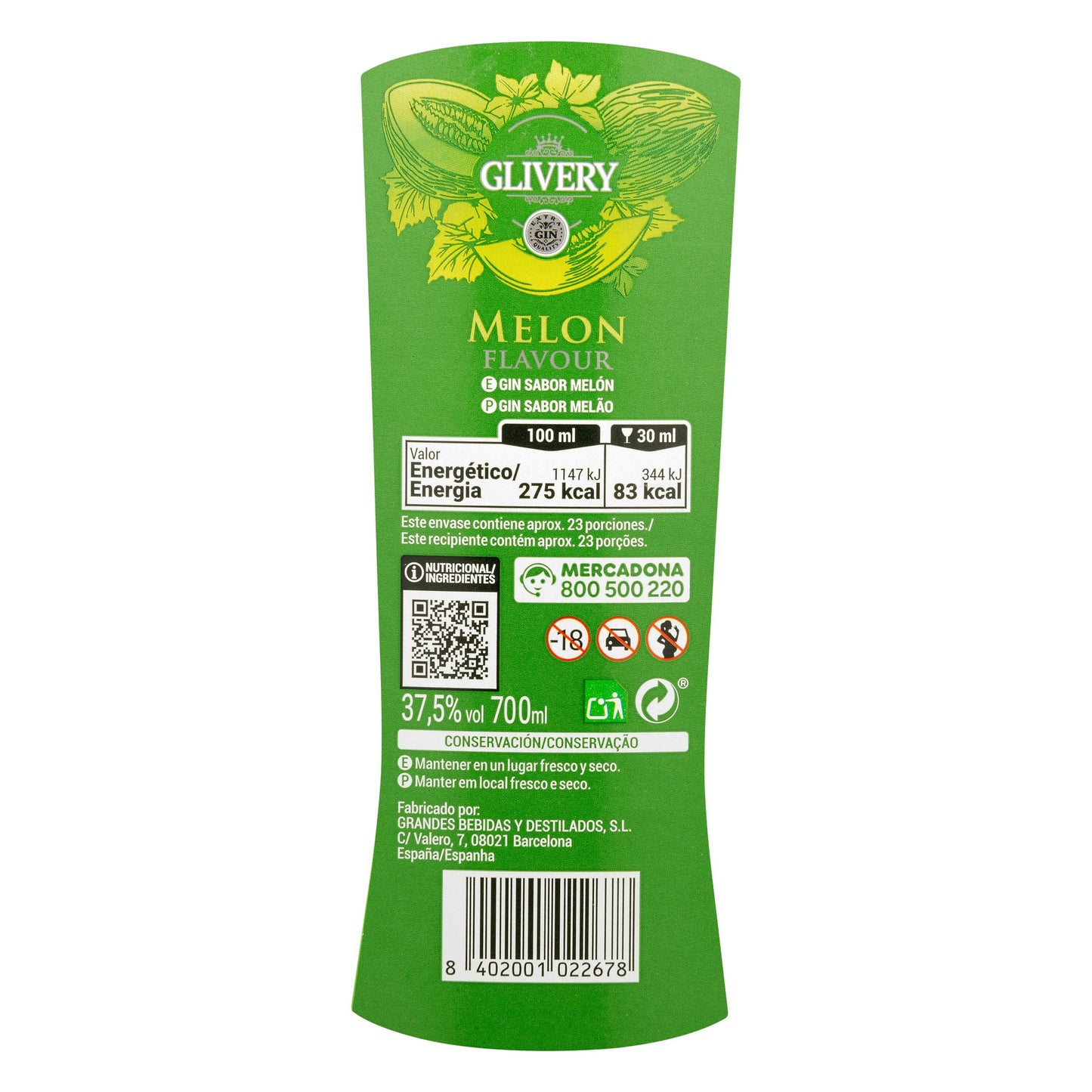 Ginebra Sabor Melón Gin Glivery