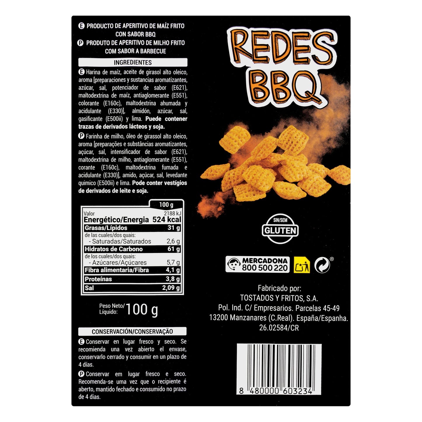 Snack de Maíz Redes Sabor Barbacoa Hacendado