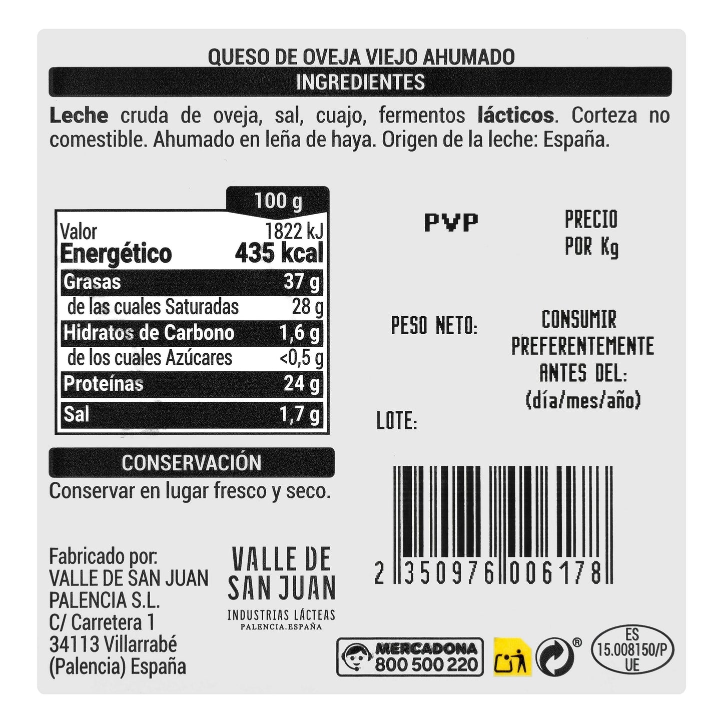 Queso Viejo Ahumado de Oveja Hacendado