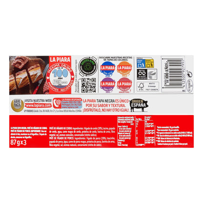 Paté de Cerdo La Piara Tapa Negra Pack3