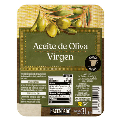 Aceite de Oliva Virgen Hacendado 3L