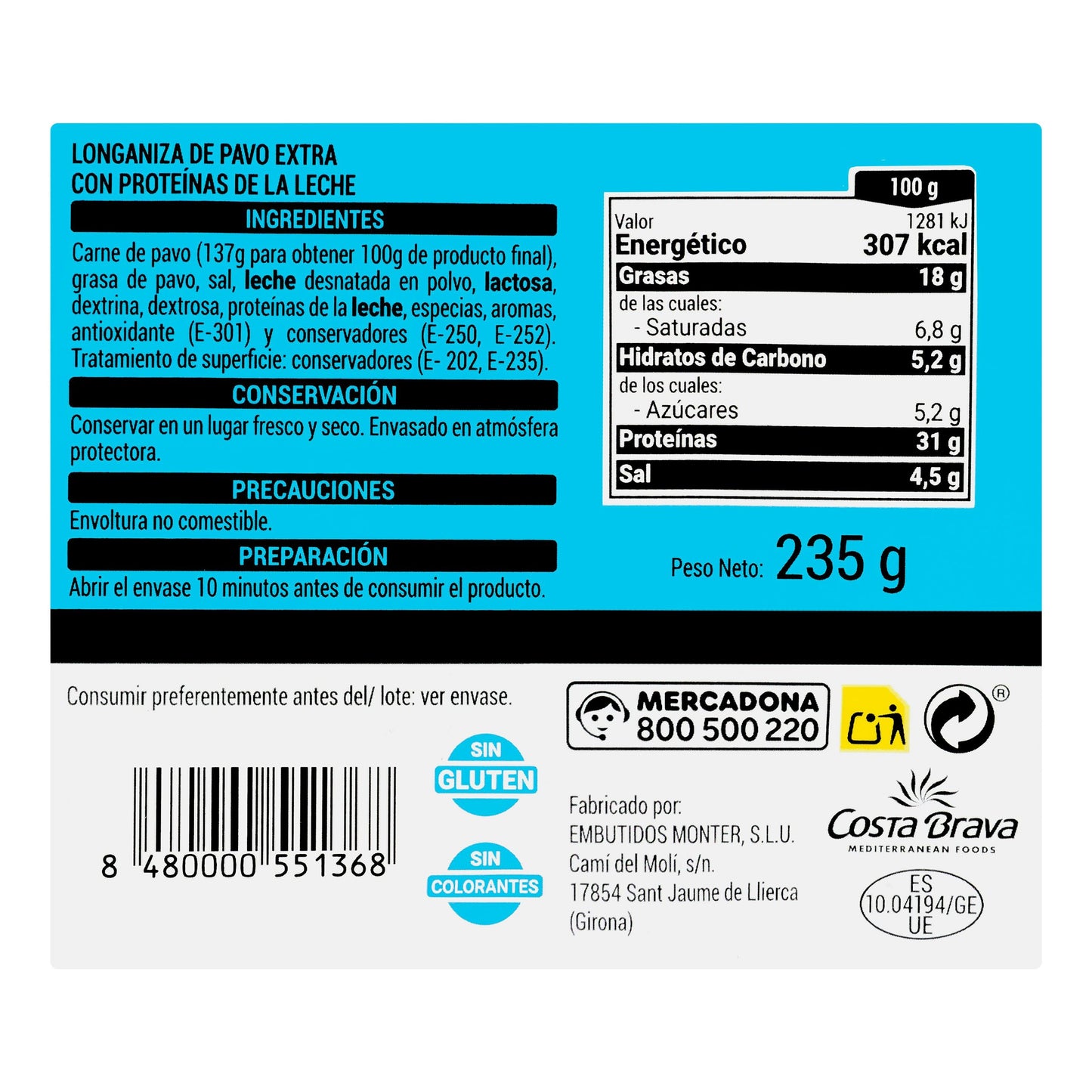 Longaniza de Pavo Imperial Extra Hacendado