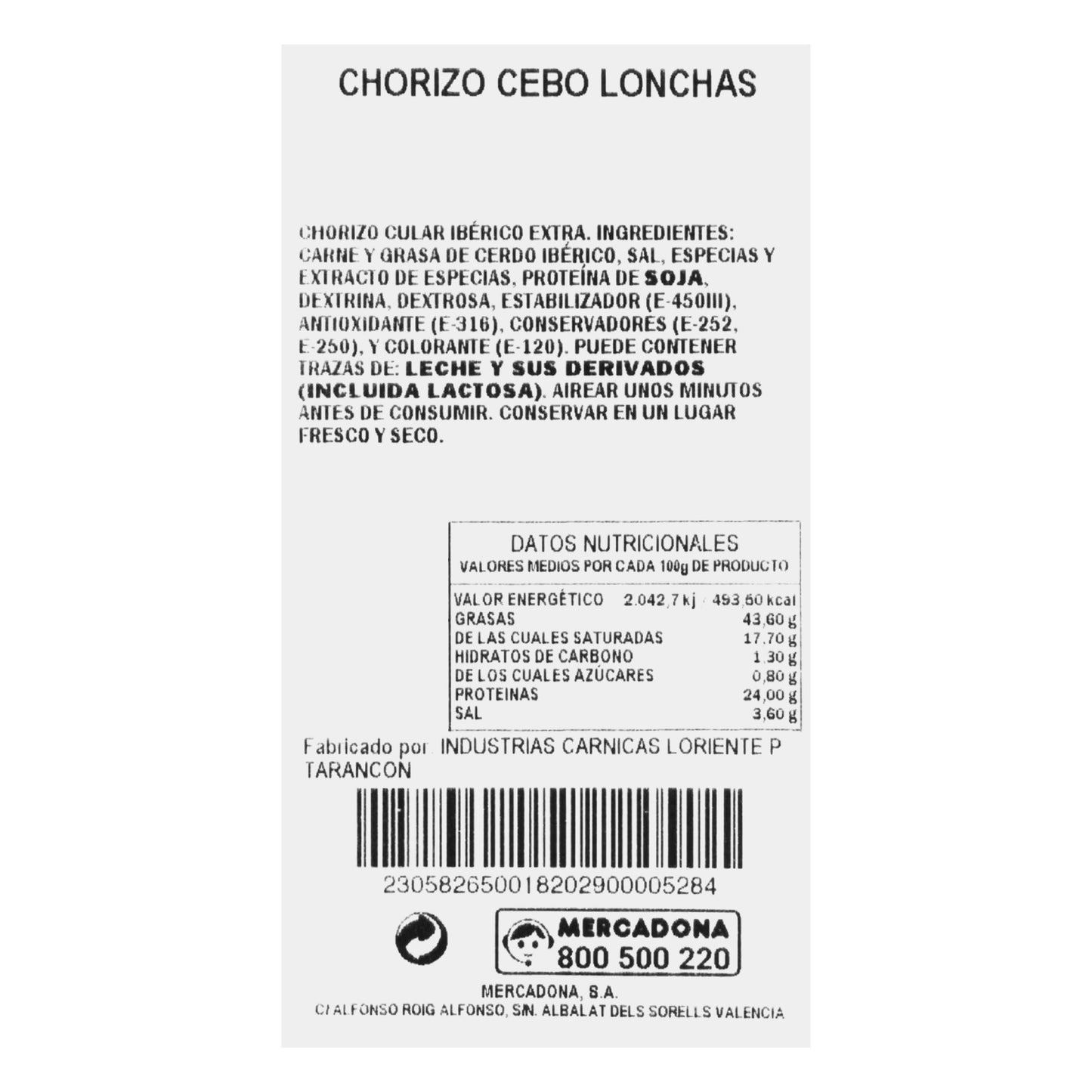 Chorizo de Cebo Ibérico Cortado a Máquina