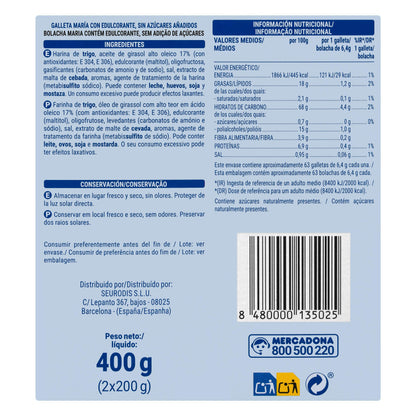 Hacendado María Dorada Cookies 0% Added Sugars