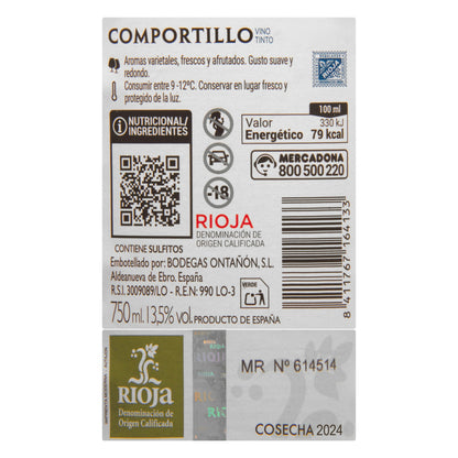Vino Tinto D.O Rioja Comportillo Cosecha