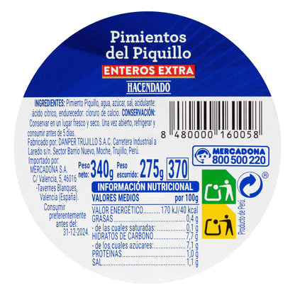 Pimientos del Piquillo Enteros Hacendado Extra