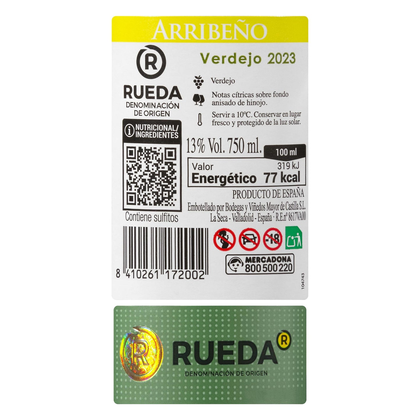 Vino Blanco Verdejo D.O Rueda Arribeño