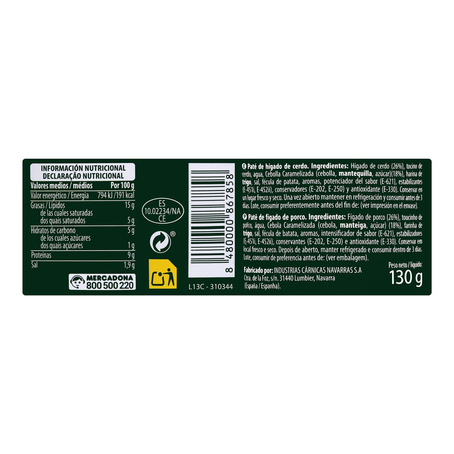 Paté de Cerdo Hacendado con Cebolla Caramelizada