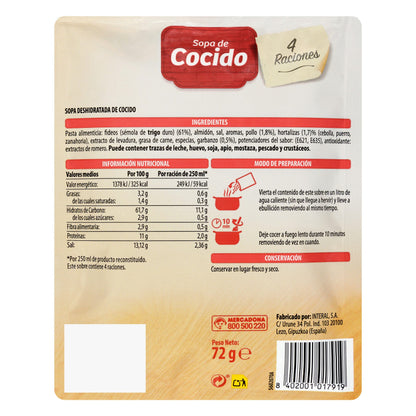 Sobre de Sopa de Cocido Hacendado