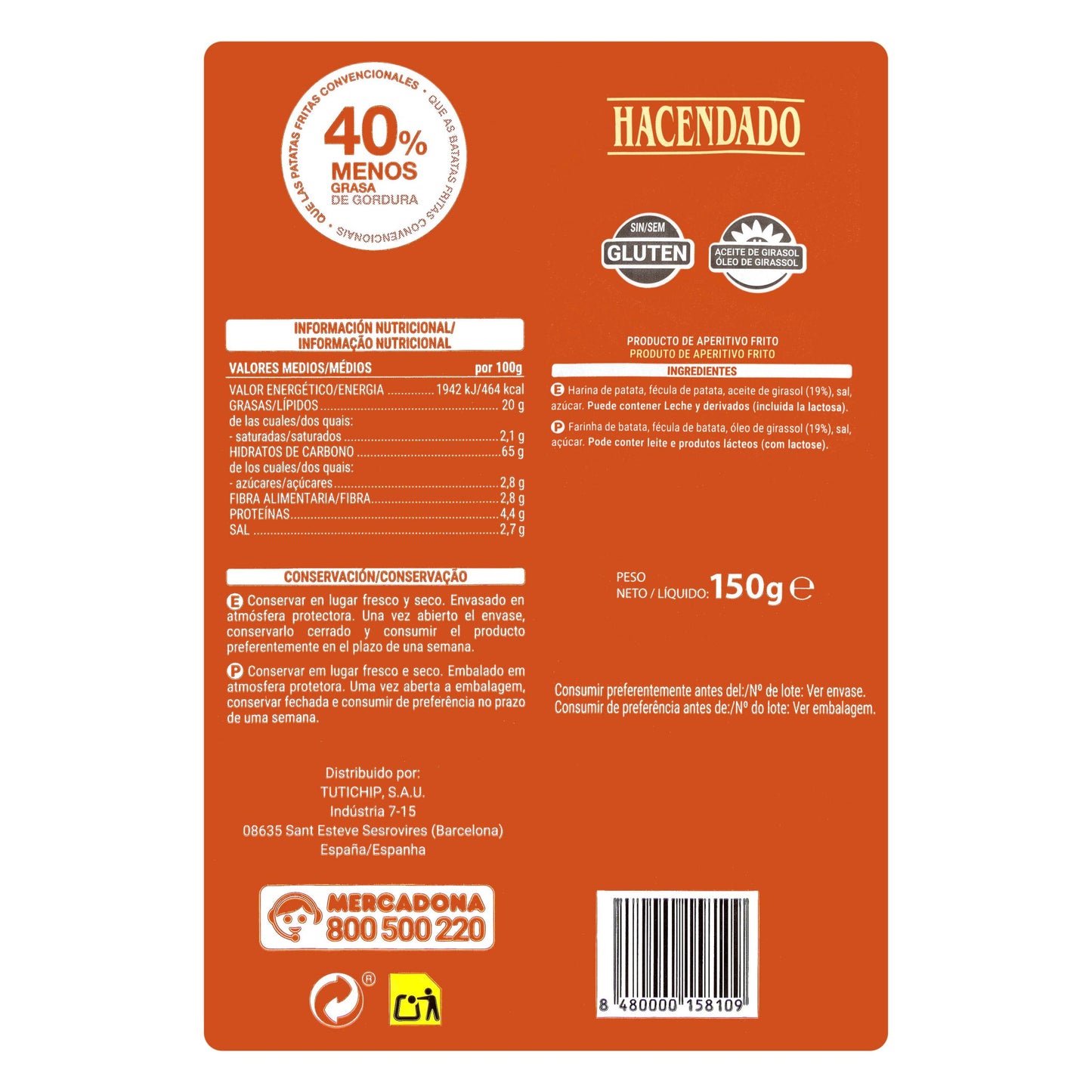 Patatas Light Hacendado