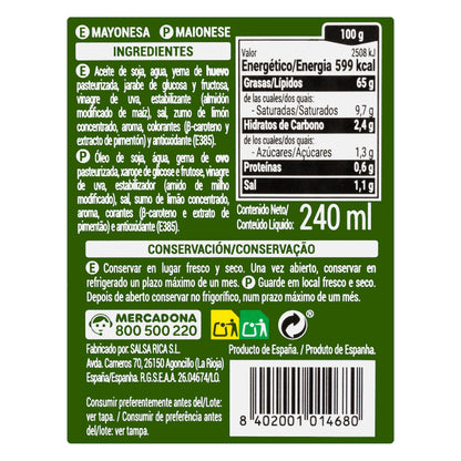 Mayonesa Hacendado 240ML