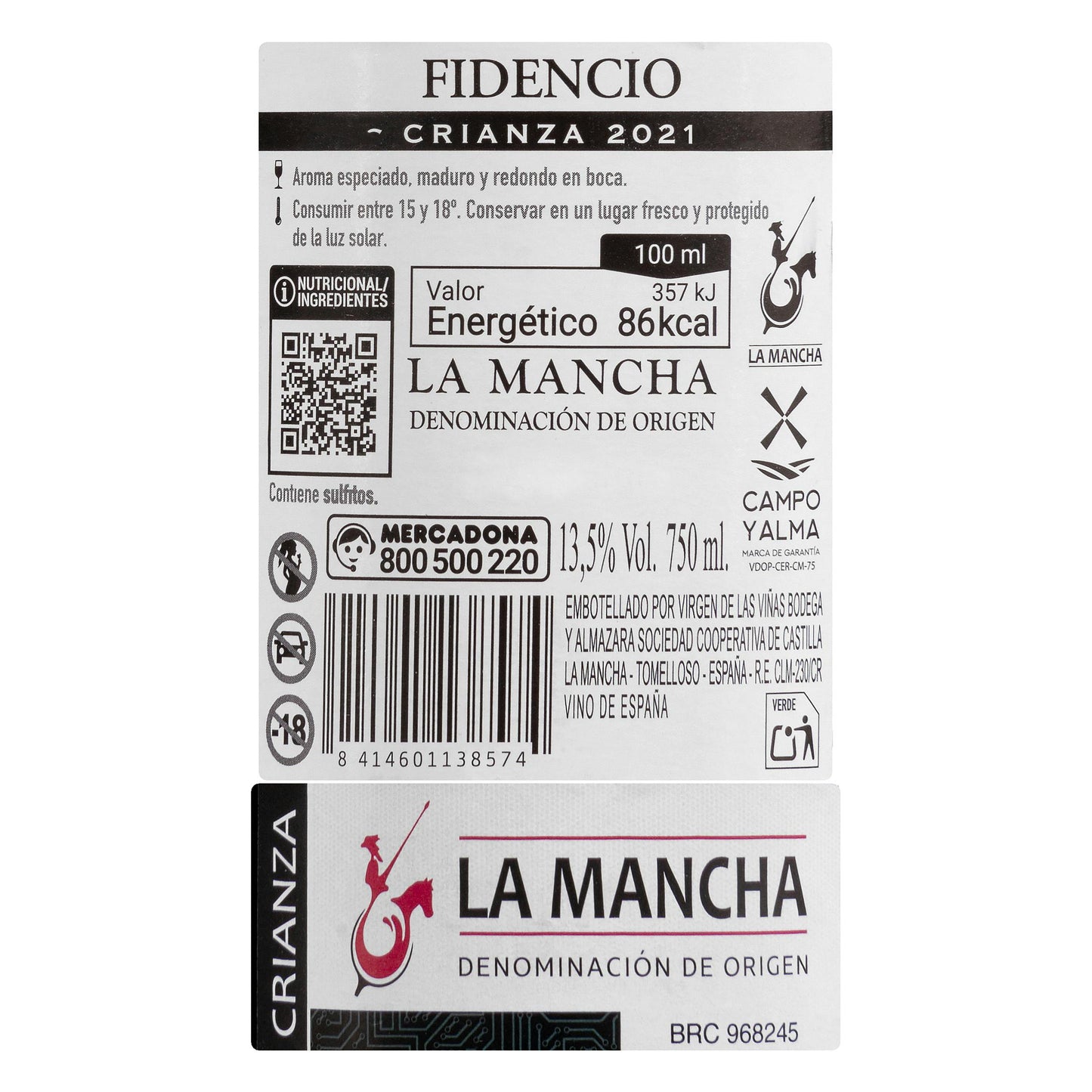 Vino Tinto D.O La Mancha Fidencio Crianza