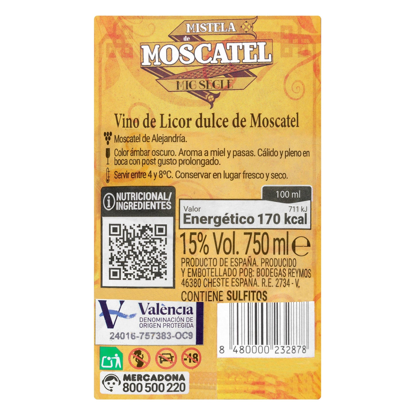 Mistela de Moscatel Mig Segle D.O Valencia