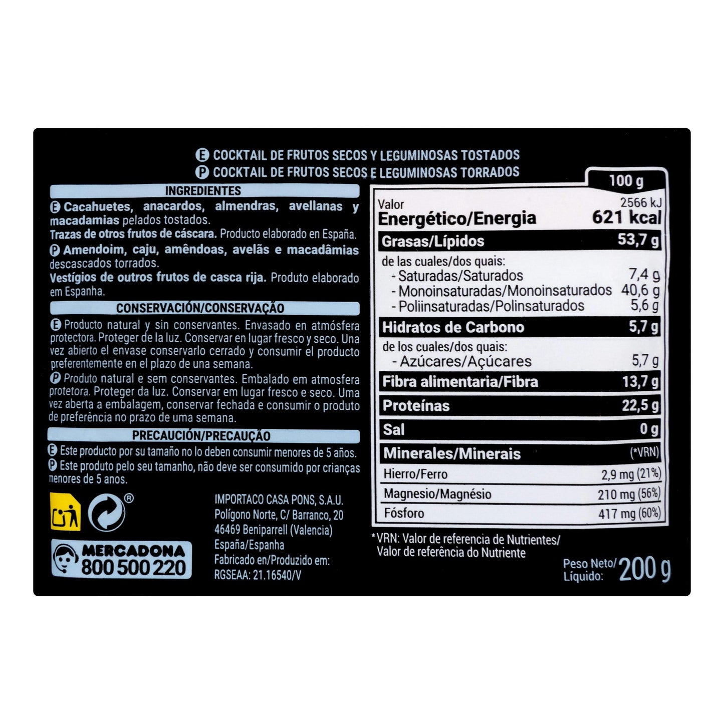 Cocktail Tostado 0% Sal Añadida Hacendado