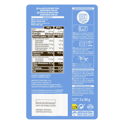 Palomitas de Maíz con Sal Hacendado para Microondas