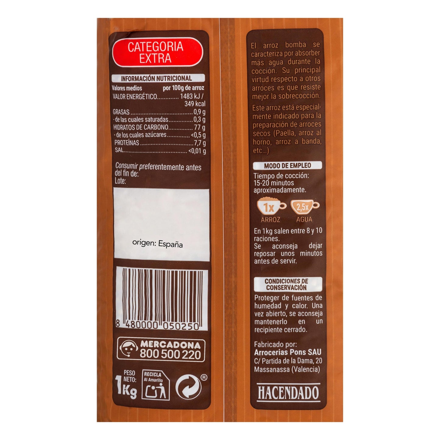 Arroz Bomba Hacendado