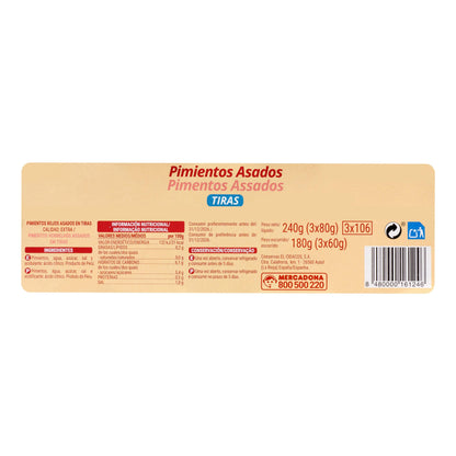 Pimientos Rojos Asados Hacendado en Tiras Extra Pack3