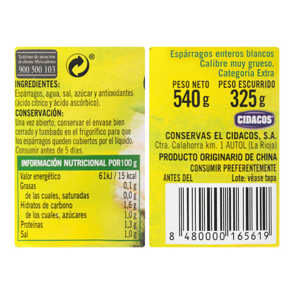 Espárragos muy Gruesos Hacendado Enteros