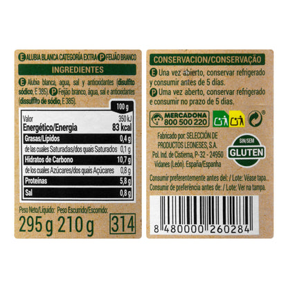 Alubia Cocida Blanca Hacendado 295GR