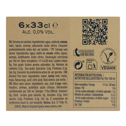 Cerveza 0,0% Sin Alcohol Tostada Mahou 6x33CL