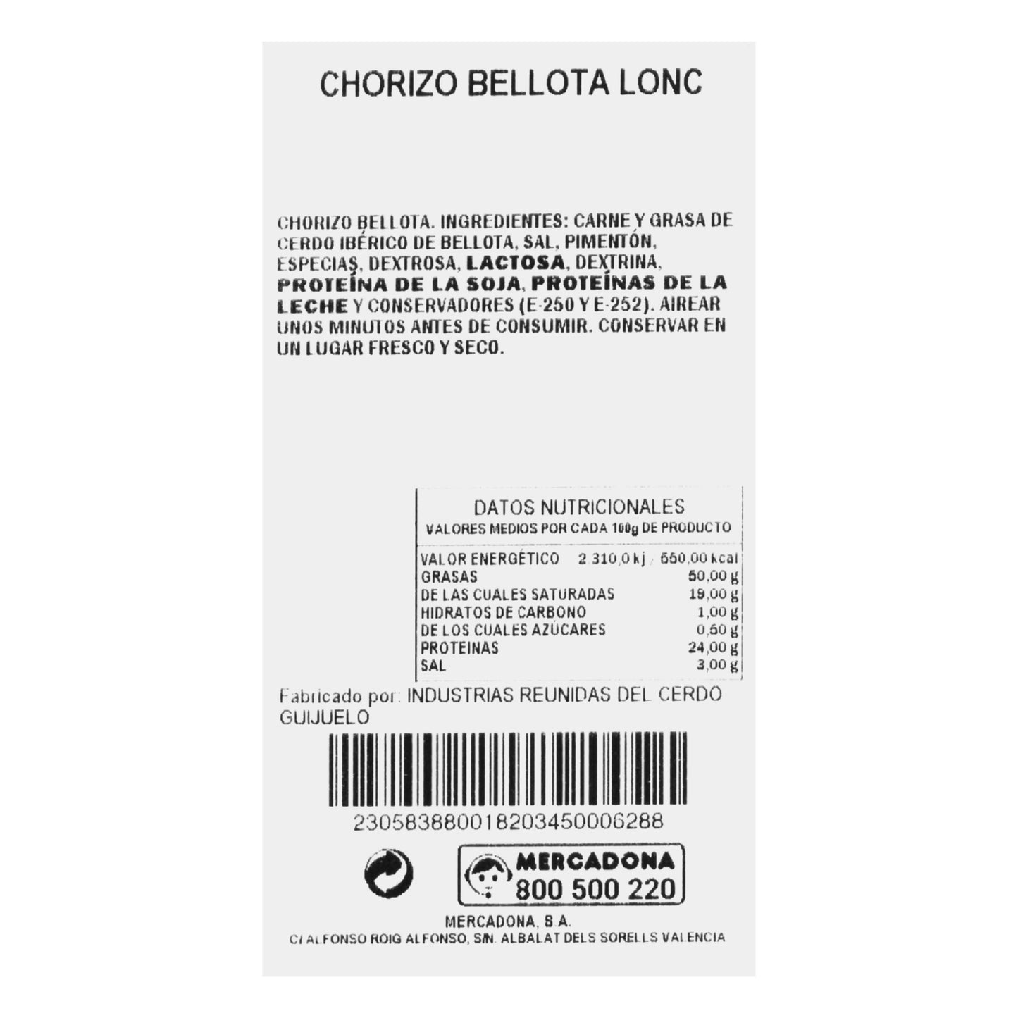 Machine Cut Cular Iberian Bellota Chorizo