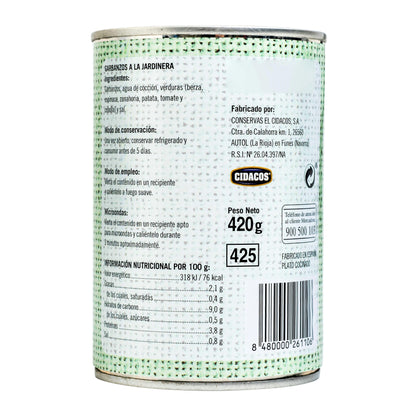 Garbanzos a la Jardinera Hacendado