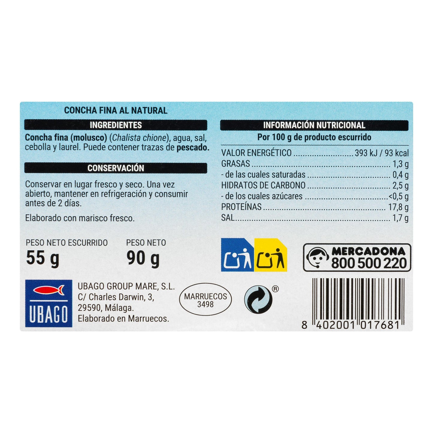 Concha Fina al Natural Hacendado