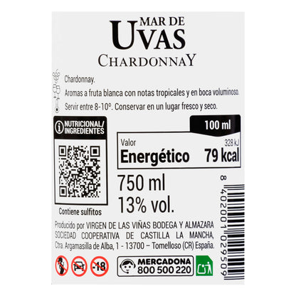 Vino Blanco Chardonnay Mar de Uvas