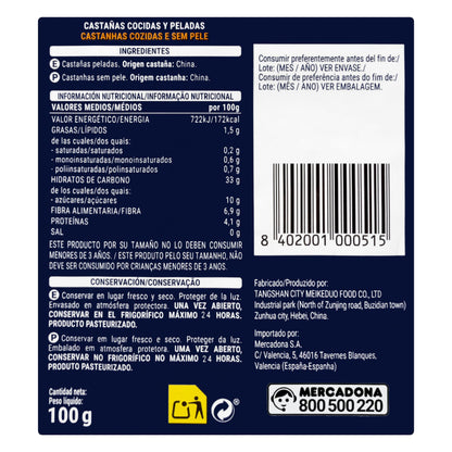 Castañas Cocidas y Peladas Hacendado