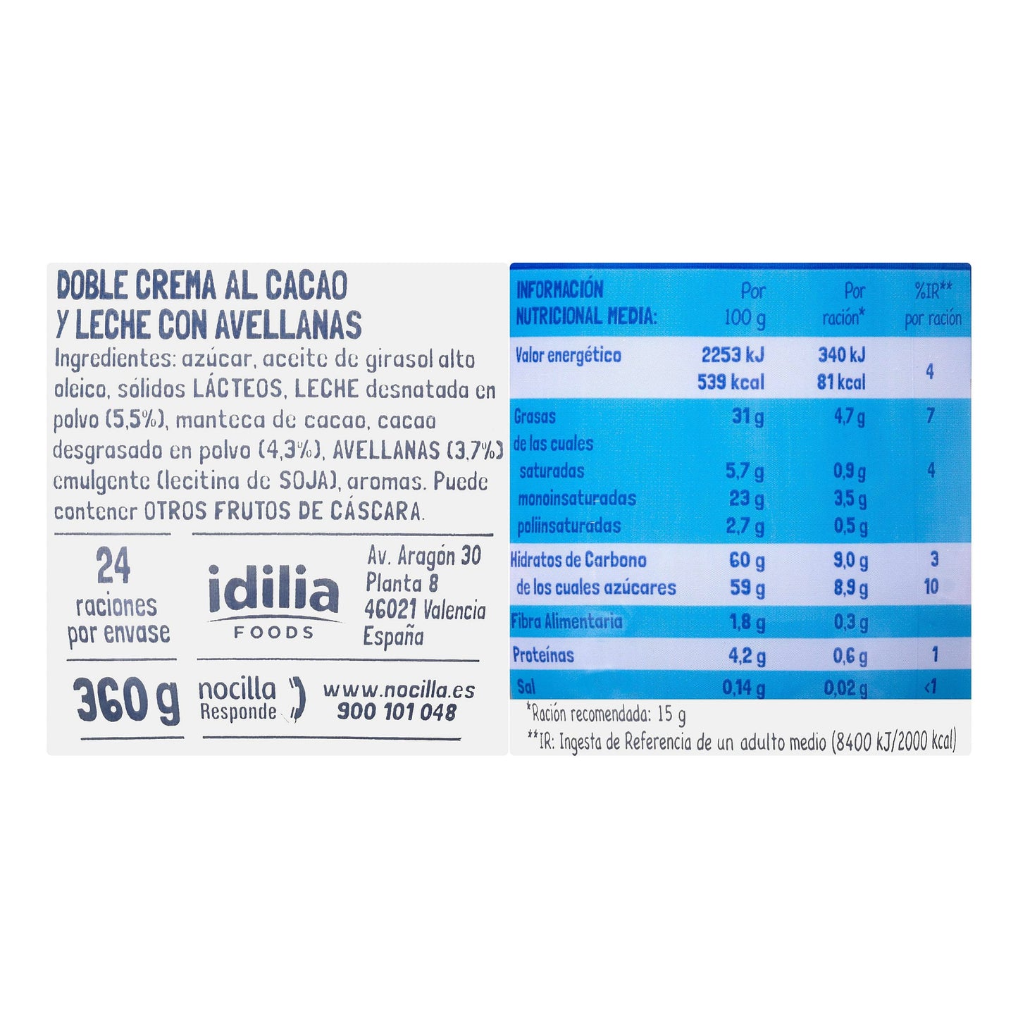 Crema al Cacao y Leche con Avellanas Nocilla