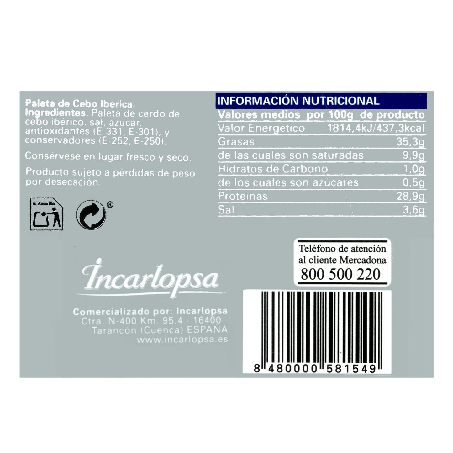 Paleta de Cebo Ibérica La Hacienda del Ibérico