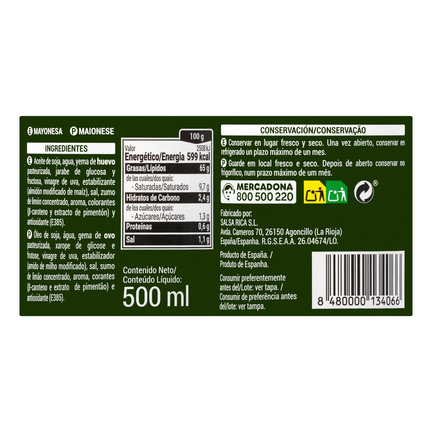 Mayonesa Hacendado 500ML