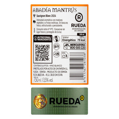 Vino Blanco D.O Rueda Abadía Mantrús Sauvignon Blanc