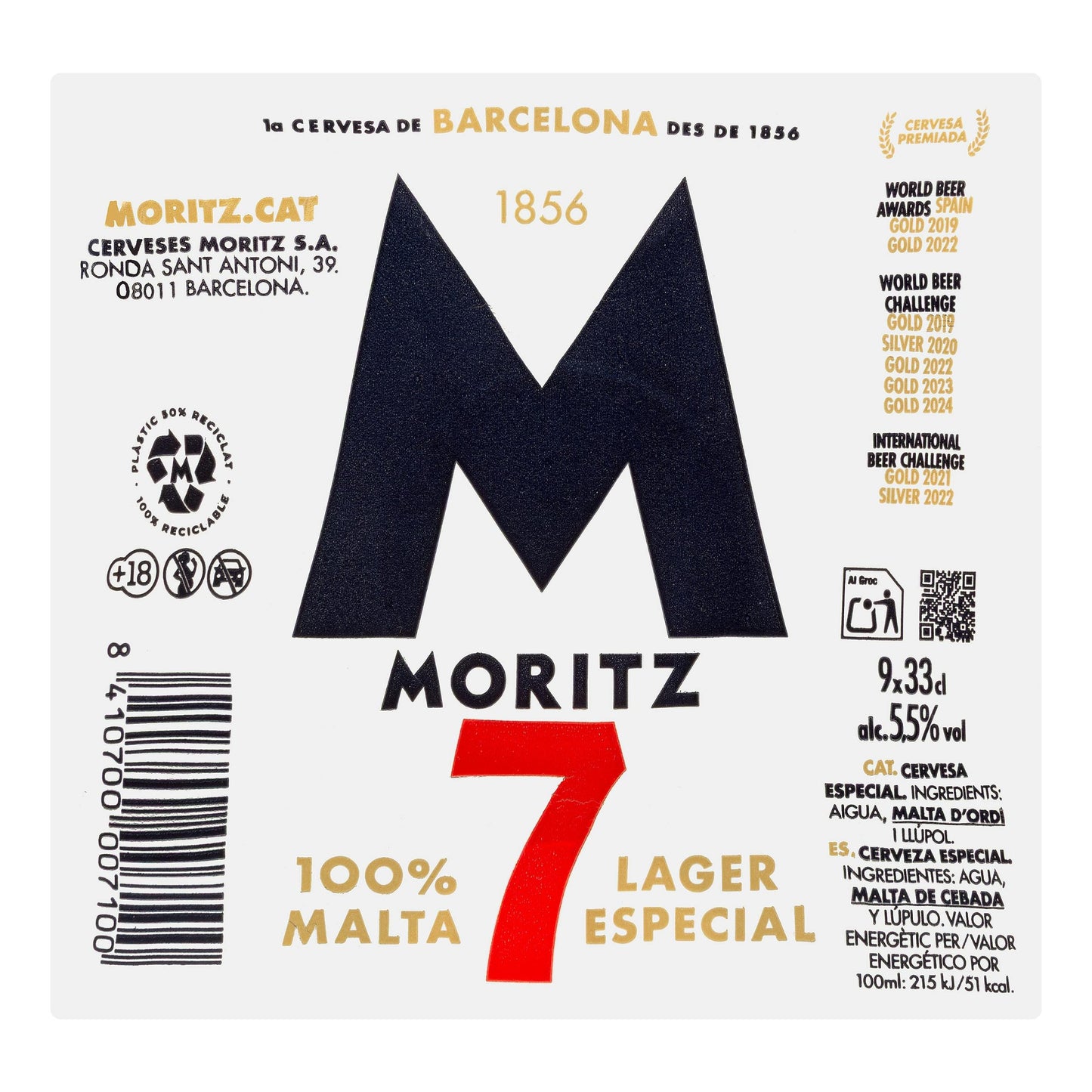 Cerveza 100% malta Moritz 7 9x33CL