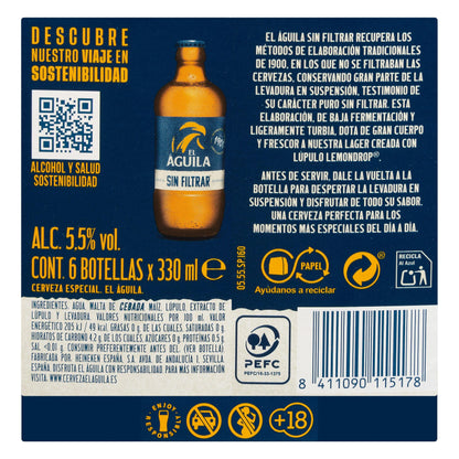 Cerveza El Águila Sin Filtrar 6x33CL