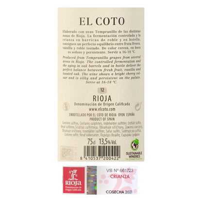 Vino Tinto D.O Rioja El Coto Crianza