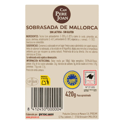 Sobrasada de Mallorca Can Pere Joan